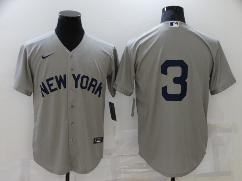 Men New York Yankees #3 No Name Grey Game 2021 Nike MLB Jersey->new york yankees->MLB Jersey